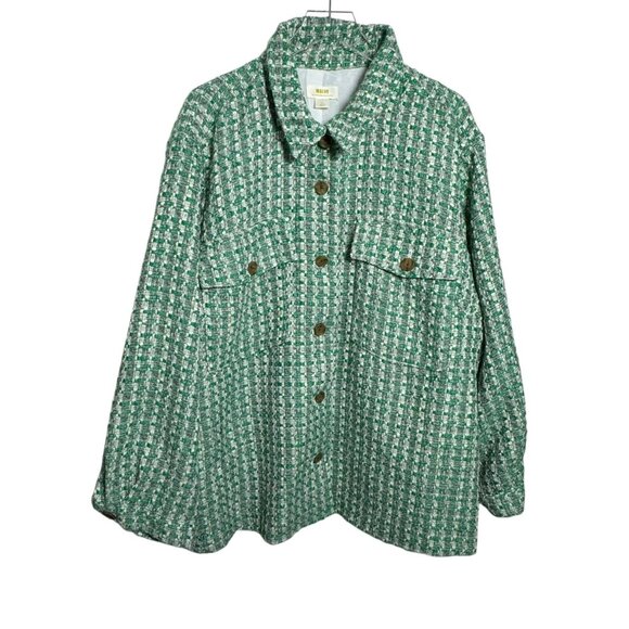 womens size Tweed Shacket Jacket Green blazer NWT - Picture 1 of 2